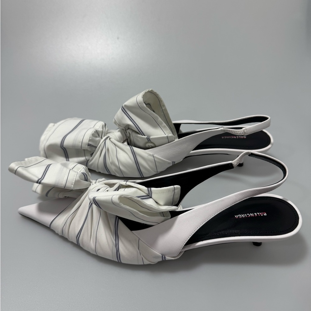 Balenciaga Knife Chemise 40MM Slingback Pumps White Women’s EU 39/US 9 - Picture 3 of 10